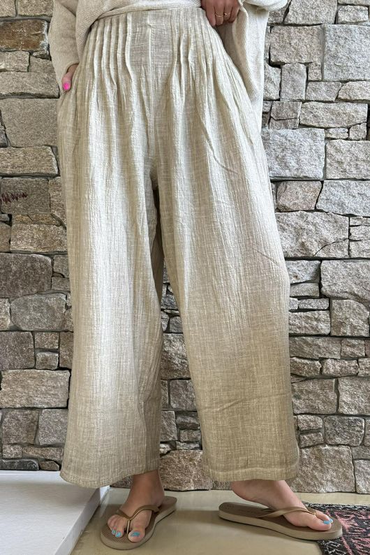 Loom & Thread Pin Tuck Pant Washed Oat /41=